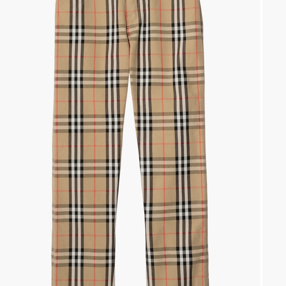 Burberry Beige Plaid Chinos